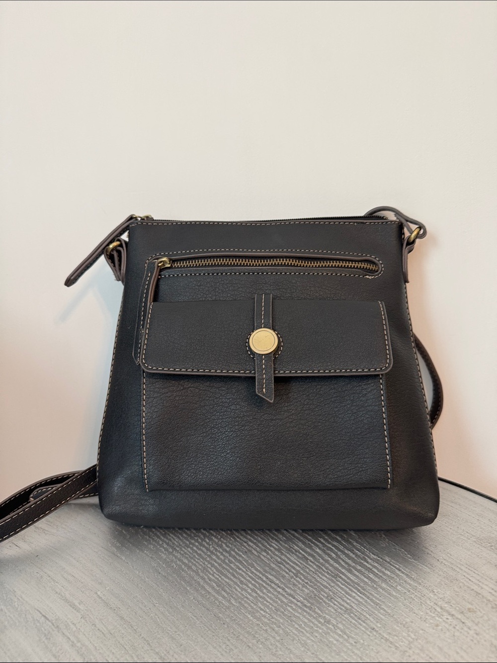 St. John's Bay Black Crossbody Bag with Front Pocket